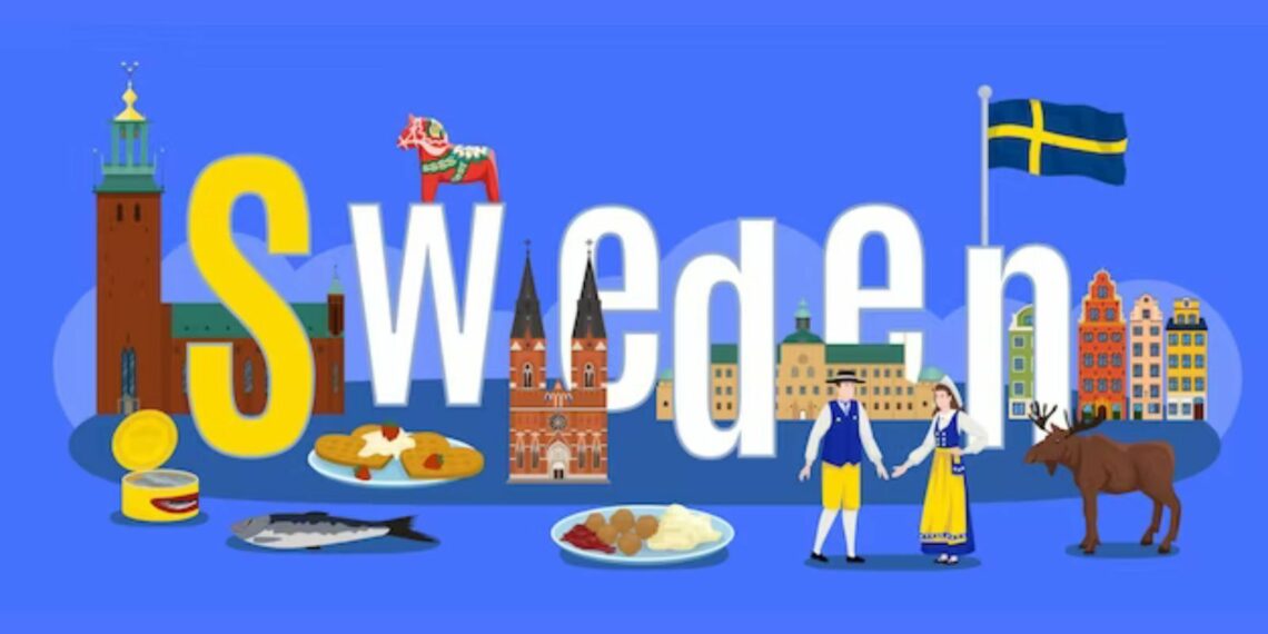 Sweden symbol with Swedish Flag and other things related to Sweden.