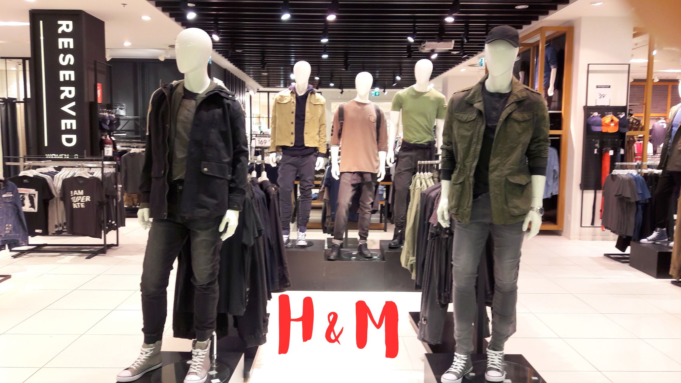 An inside view of H&M fashion store.