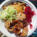 Raggmunk with pork, lingonberry jam and cabbage.