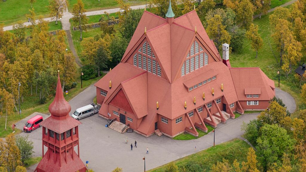 aerial view of Kiruna Kyrka church