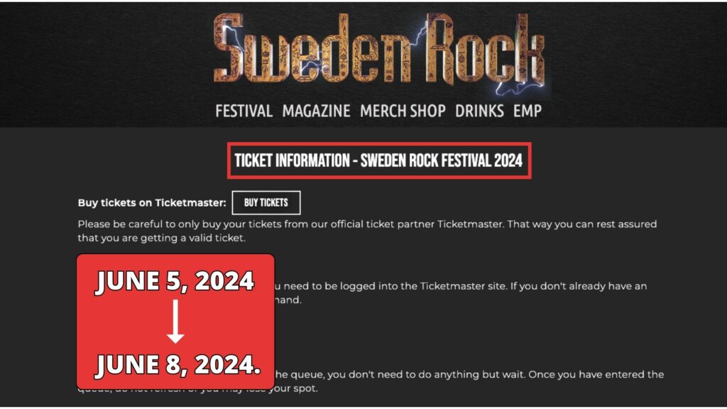 Sweden Rock schedule