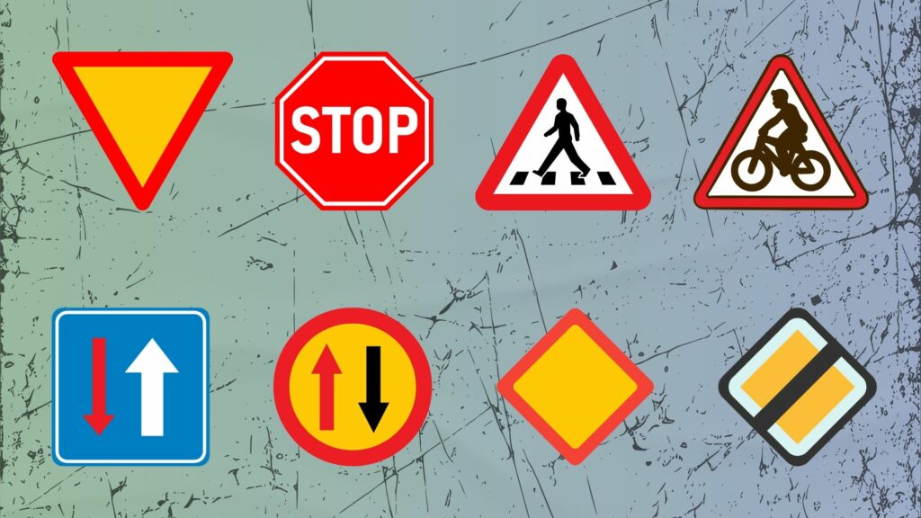 Some of the priority signs in Sweden.